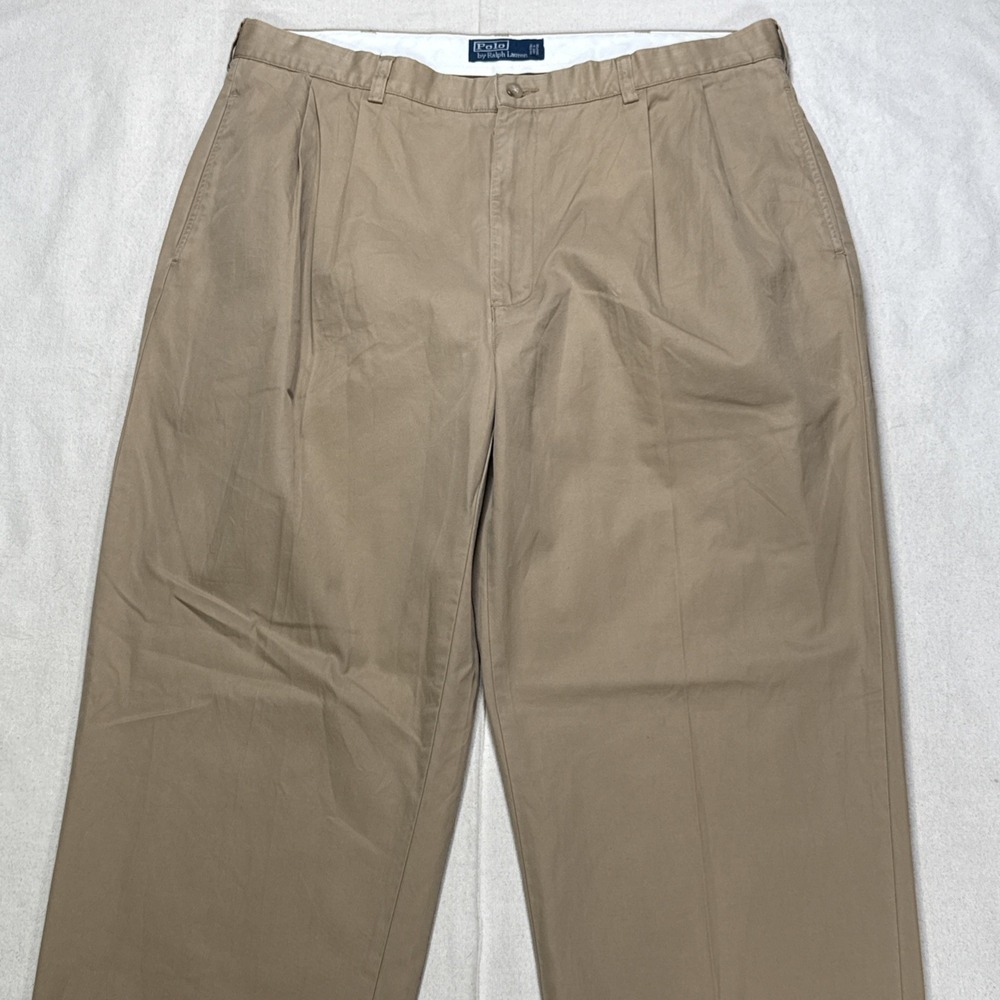 Polo Ralph Lauren Blue Label Double Pleated Cuffed Trousers 38x34 Tan